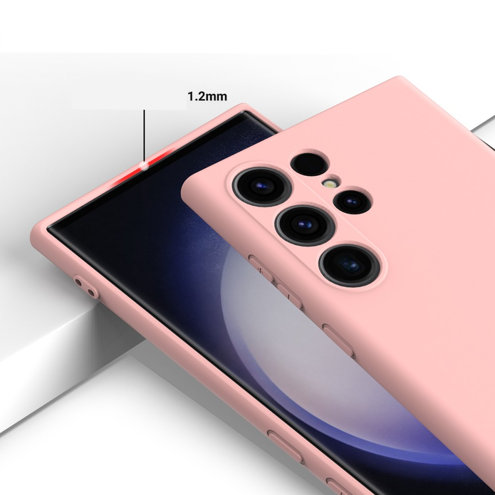 Samsung Galaxy S24 Ultra Silikon Case Hülle mit Kameraschutz   Trageschlaufe - Rosa