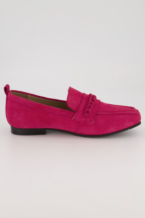 Leder-Loafer, Flechtriemen, Wechselfußbett, Weite H