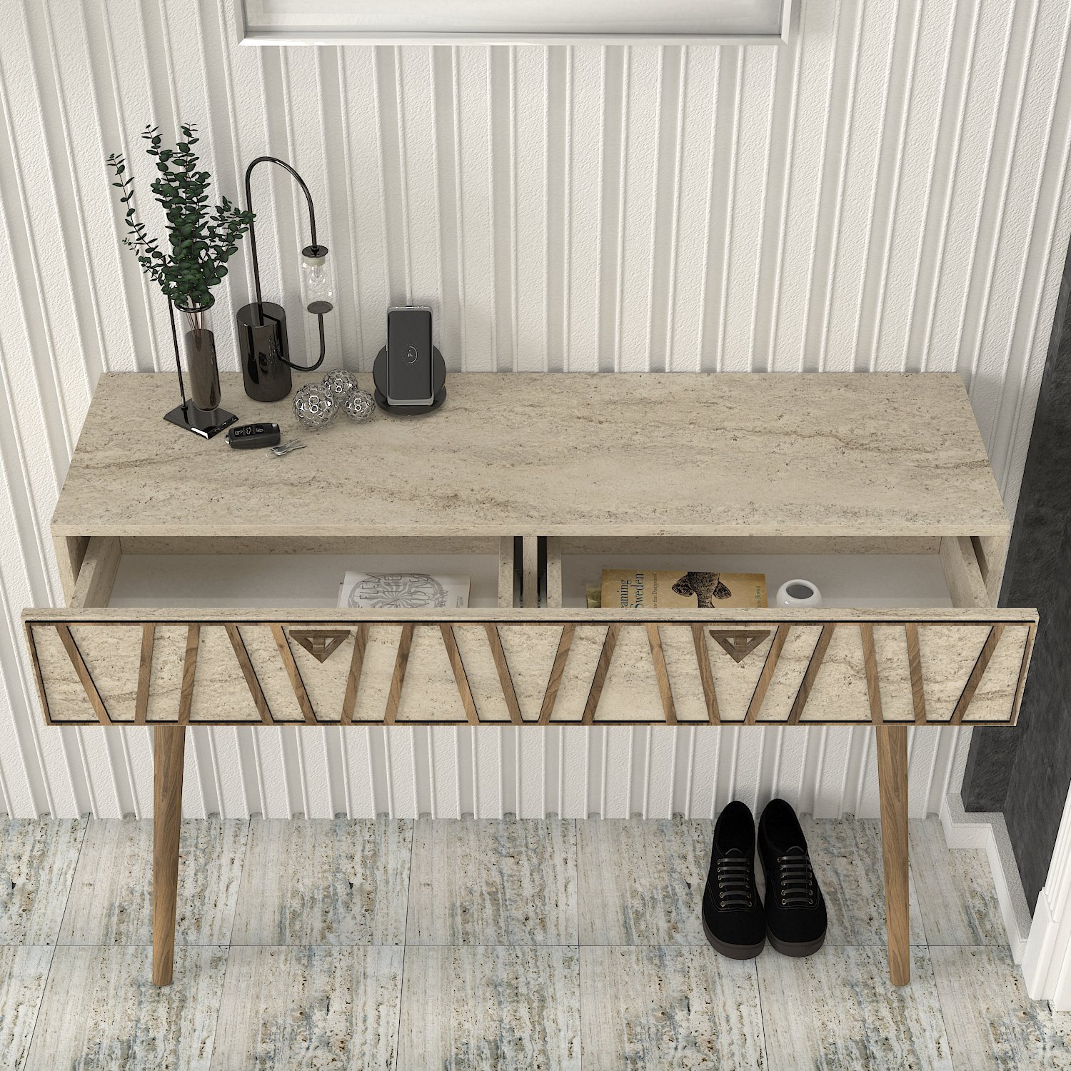 Konsolentisch - beige-Granit Optik - 120 cm