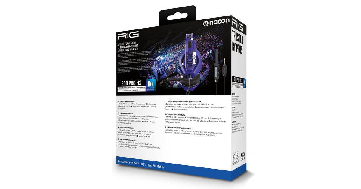 NaconRIG 300 PRO HS Cosmic over-ear gaming headset  (Paars, PlayStation 4, PlayStation 5, Windows, Nintendo Switch)