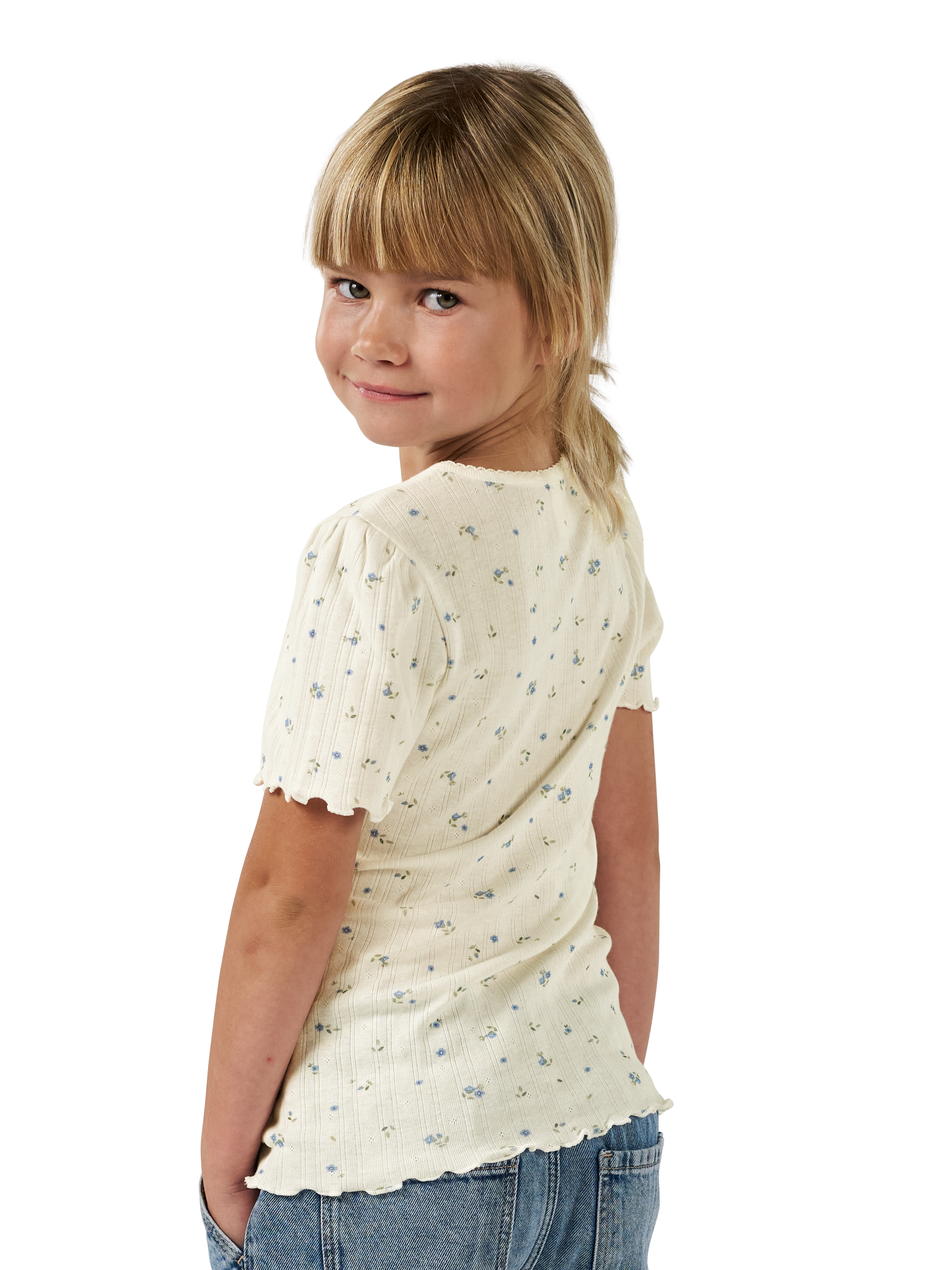 Pointelle T-shirt van katoen voor kinderen