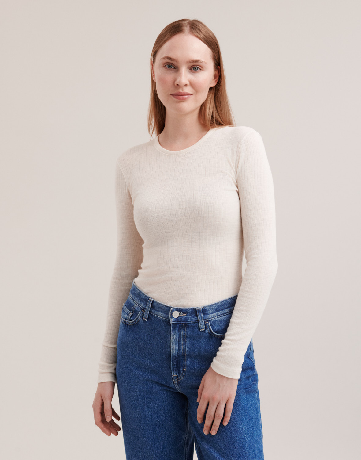 Shirt van merinowol voor dames in Grijsmelange