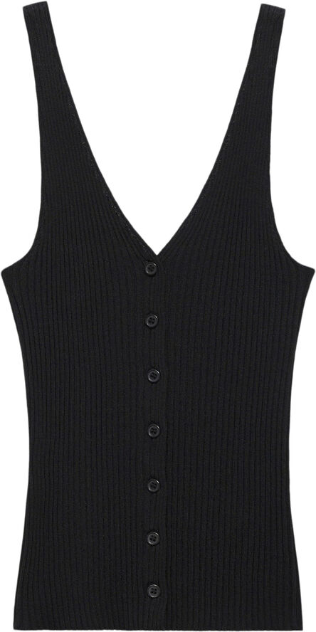 MANGO Buttoned knit top Black