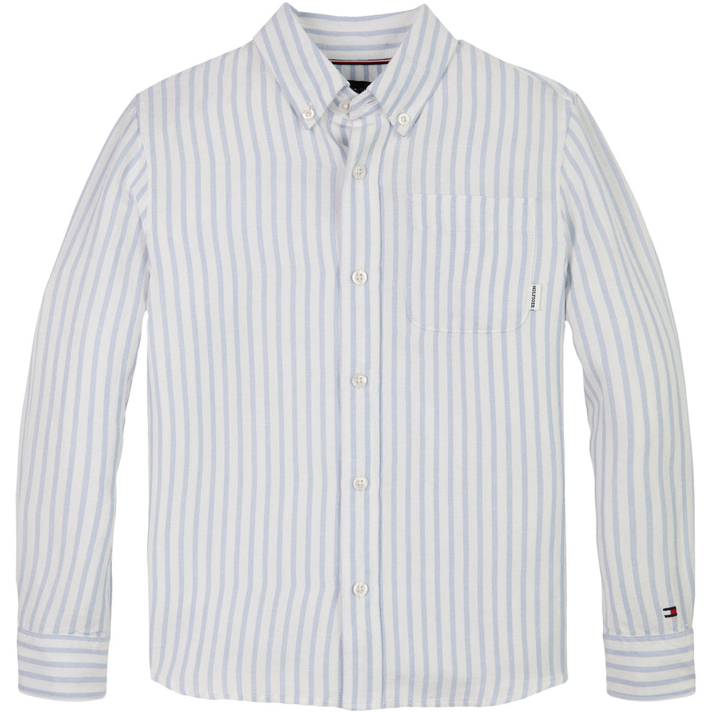 Køb Tommy Hilfiger Breezy Blue Stripe Hør Blend Striped Skjorte LS