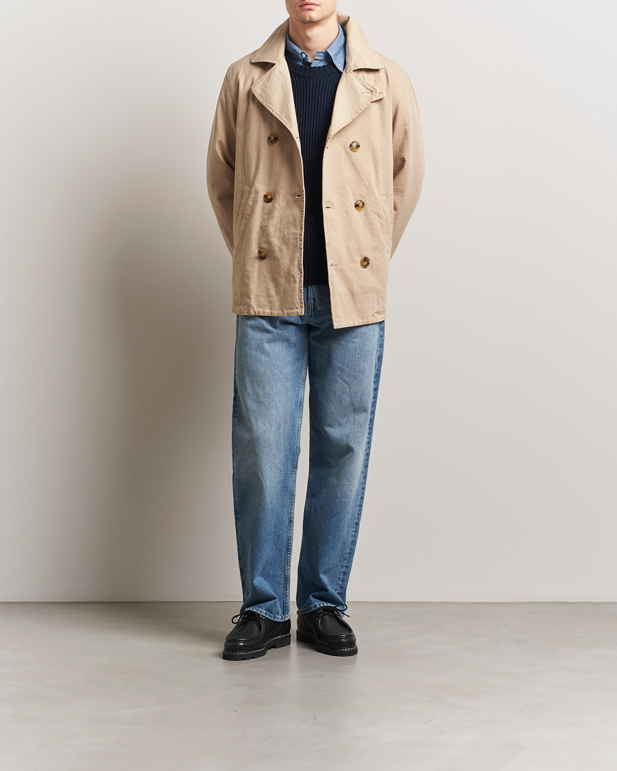 Baracuta Garment Dyed Canvas Peacoat British Khaki