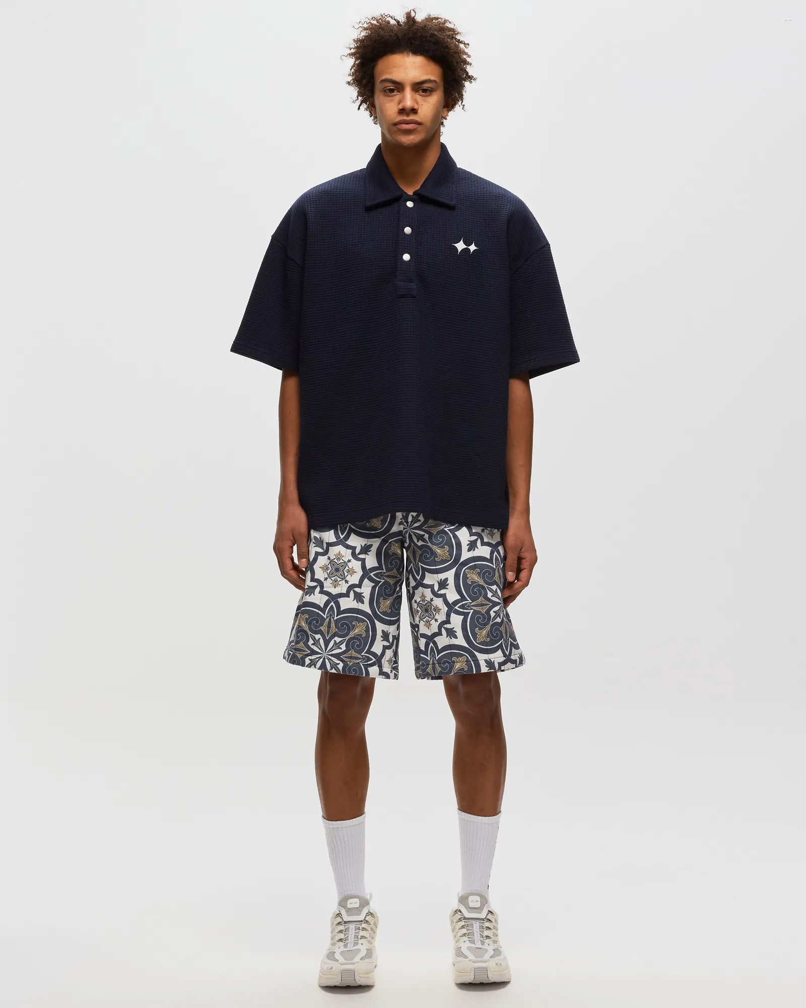 BSTN Brand Oversized Waffle Polo Shirt