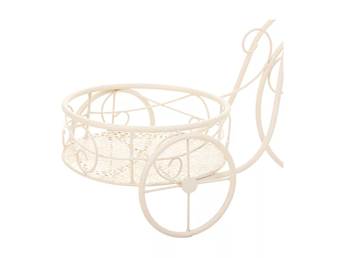 Vélo pour 2 pots de fleurs en fer forgé blanc 59x25x37h cm