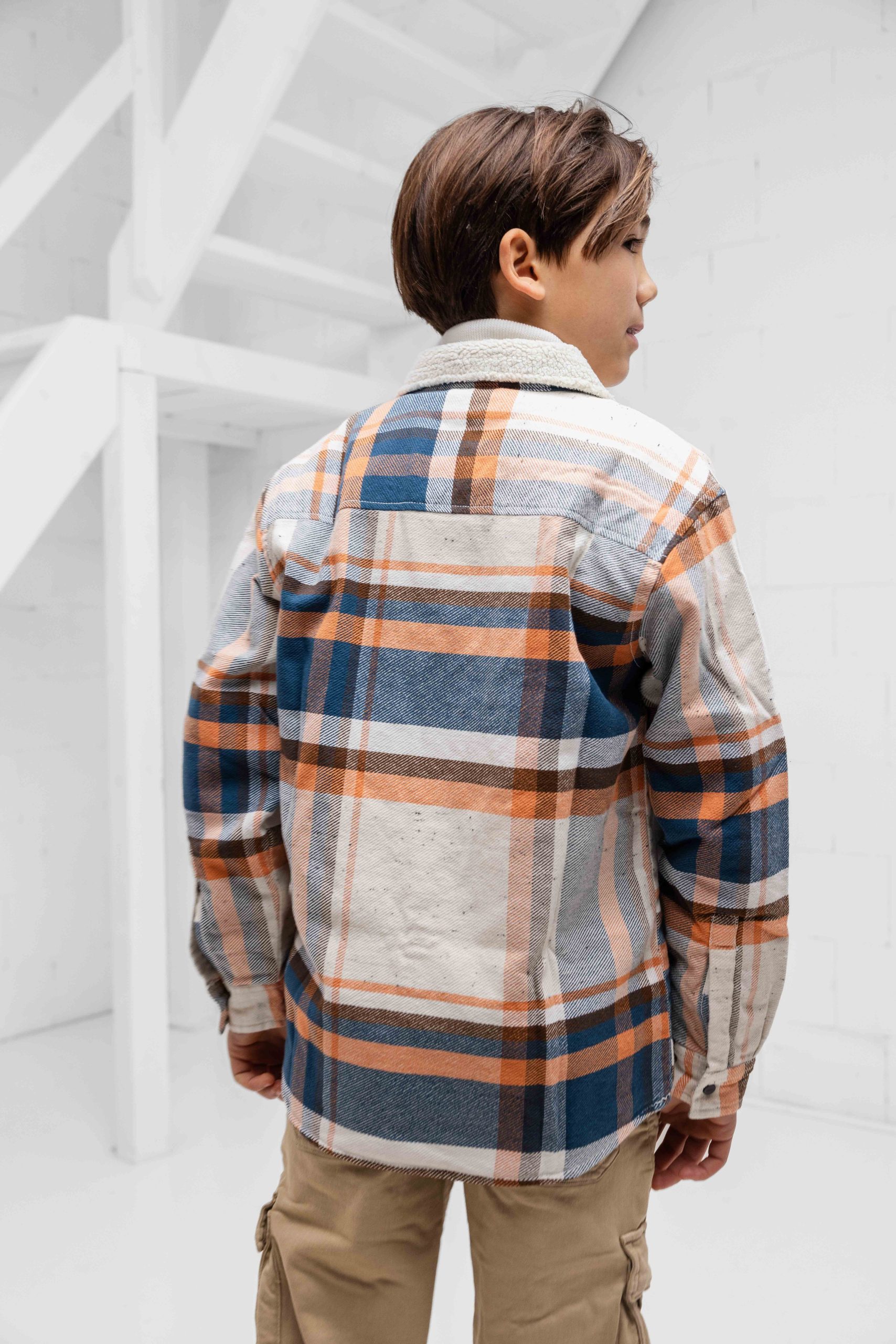 Vingino Lee Overshirt Kids Beige/Blauw