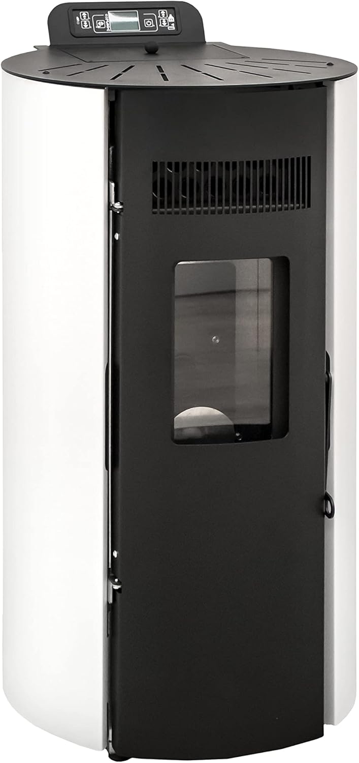 STUFE A PELLET ITALIA Boston 9 KW WiFi | Pelletöfen Effizienz 91% Heizt 80m² Autonomie 21 Std. Programmierbar WiFi-Steuerung 5 Geschwindigkeiten und Leistungsstufen 24 M Garantie Weiß