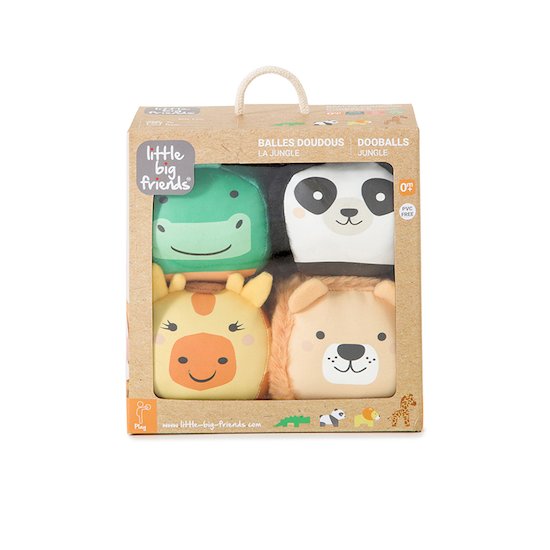 Les Dooballs - set de 4 balles doudous   jungle        de               Little Big Friends