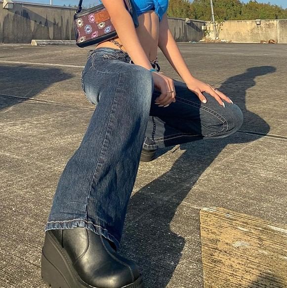 Sosana - Vintage Bootcut Jeans met lage taille en wassing