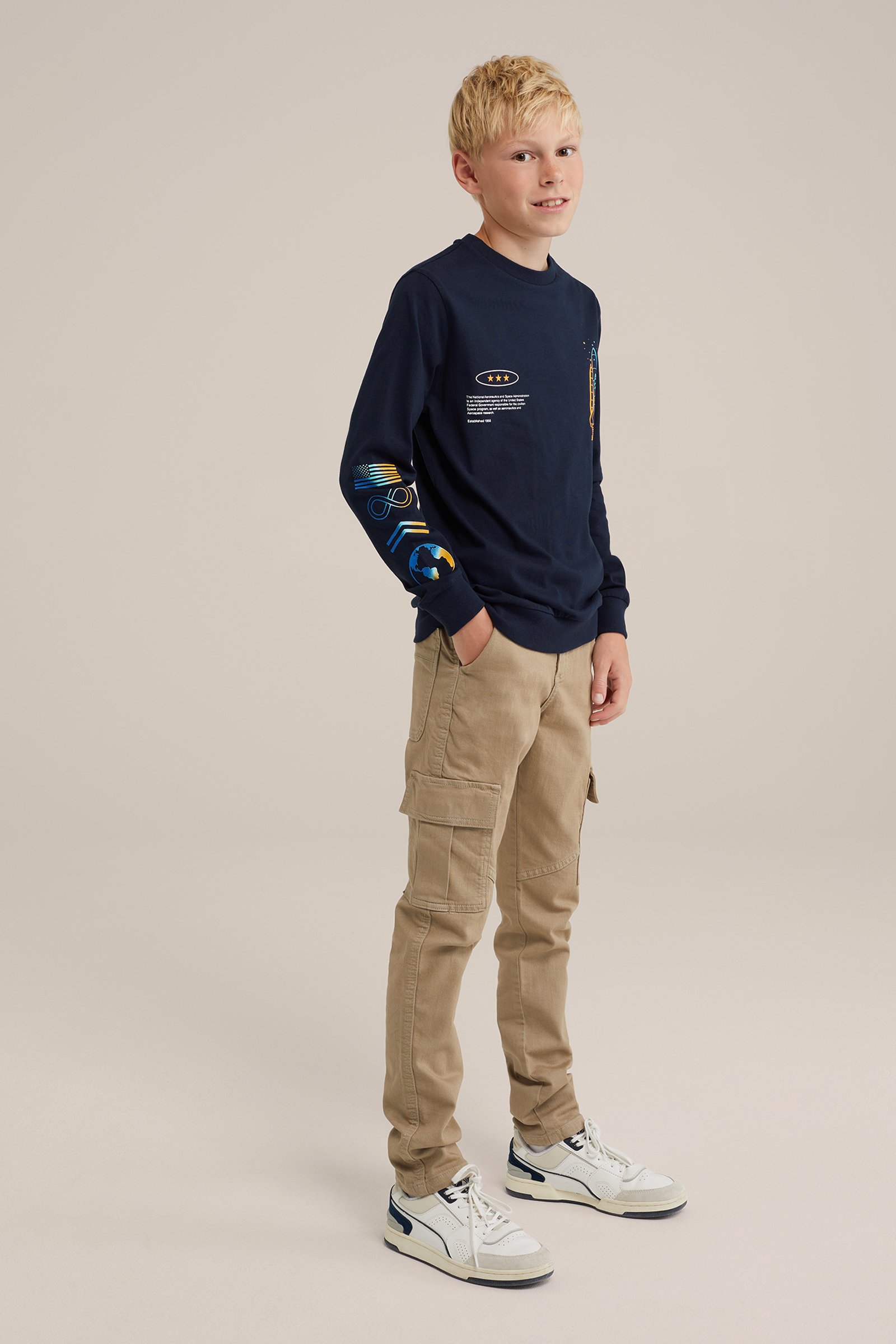 Jongens NASA®-T-shirt met opdruk Blue Ridge Donkerblauw