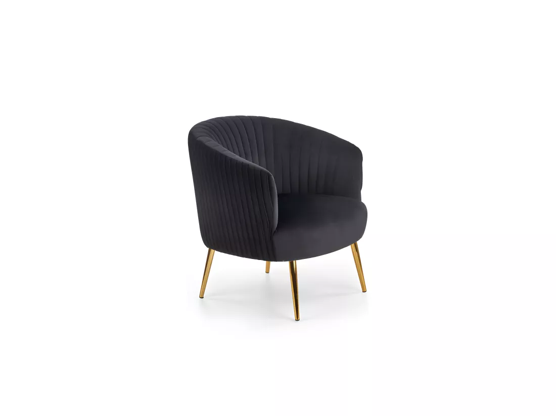 Fauteuil cabriolet en velours noir avec pieds en métal doré Power