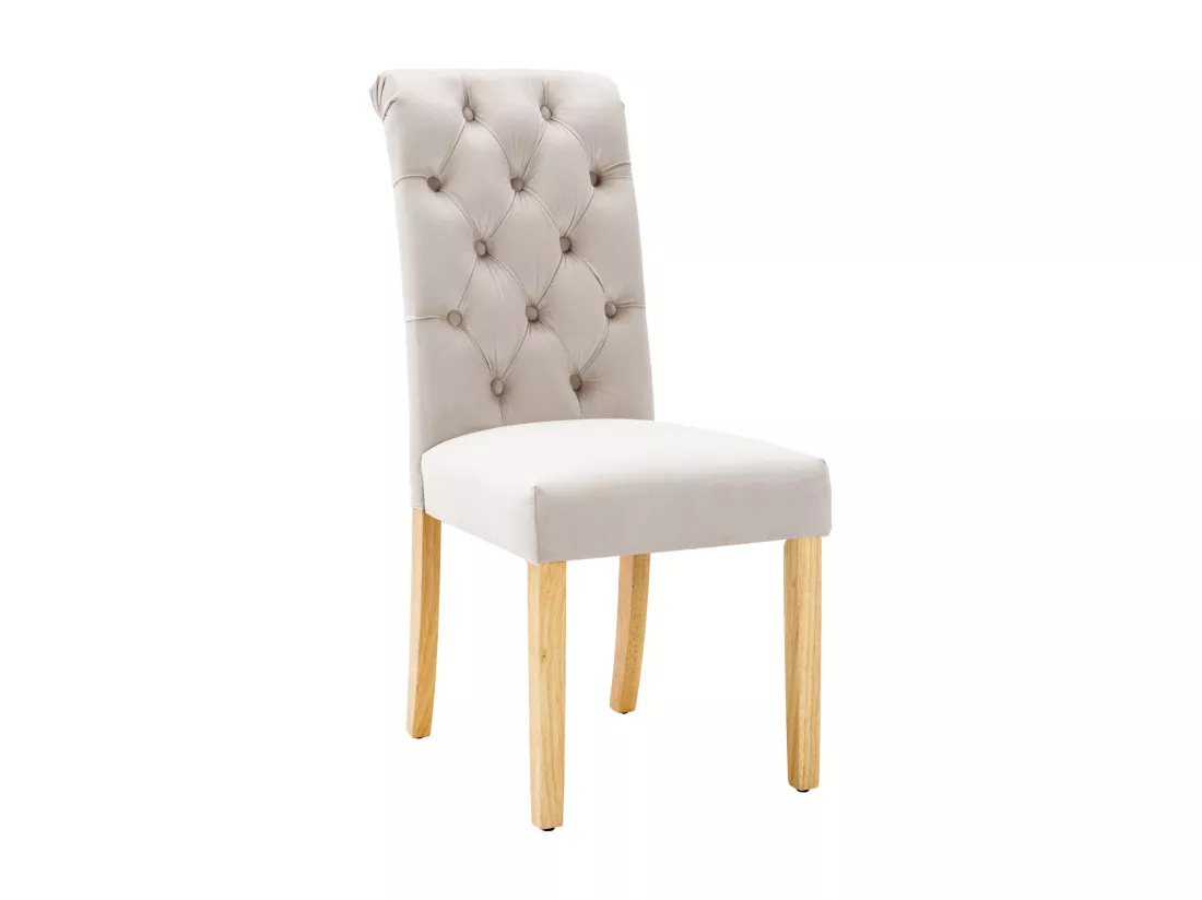 Lot de 6 Chaises en velours avec pieds en chêne - Marron