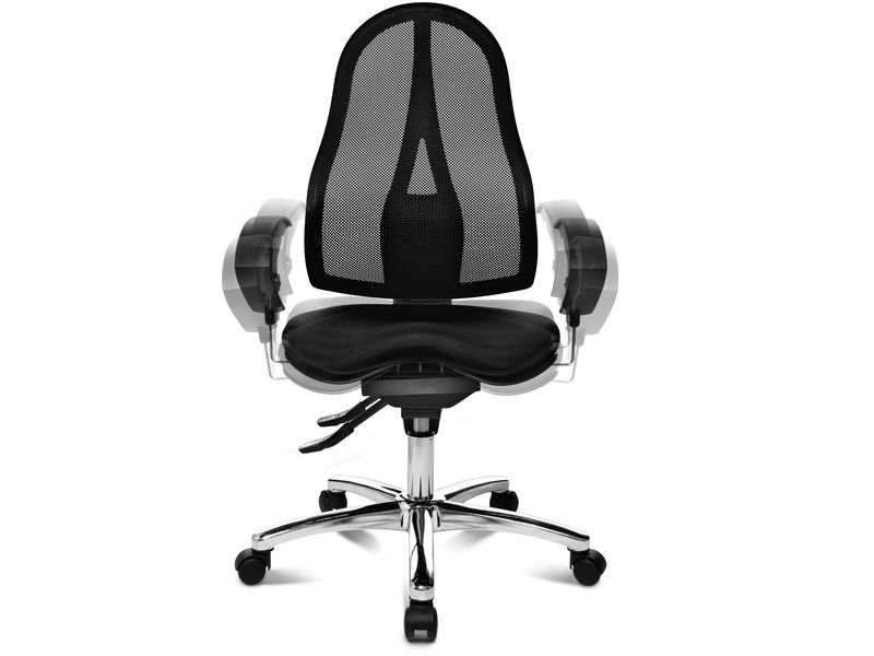 Topstar Bürostuhl Sitness 15, Schwarz Fitness-Drehstuhl mit balancierender Sitzfläche in Netz-Optik