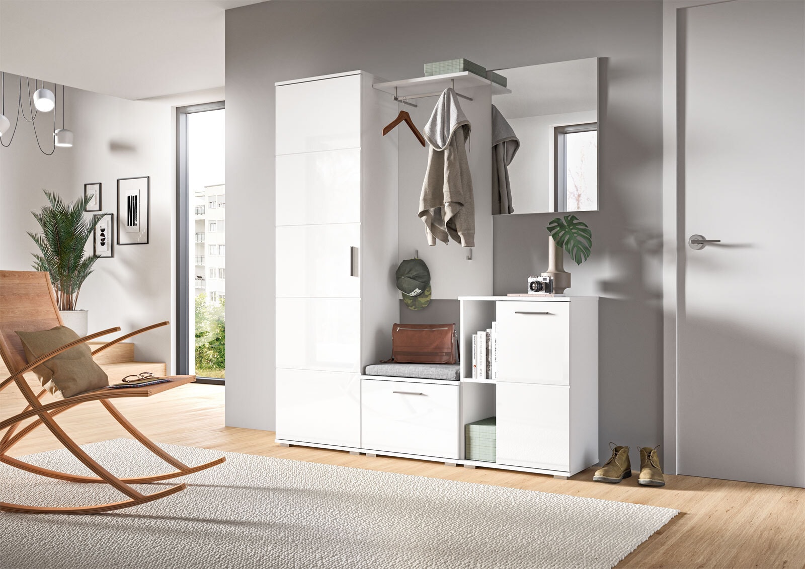 Garderobenpaneel Prego 55x114x28 cm weiß