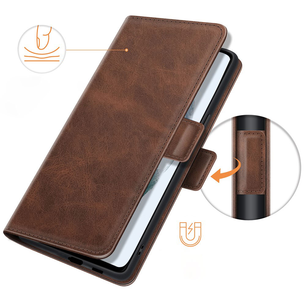 Samsung Galaxy S21 FE 5G Vintage Leder Tasche Flip Cover Fashion Design - Braun