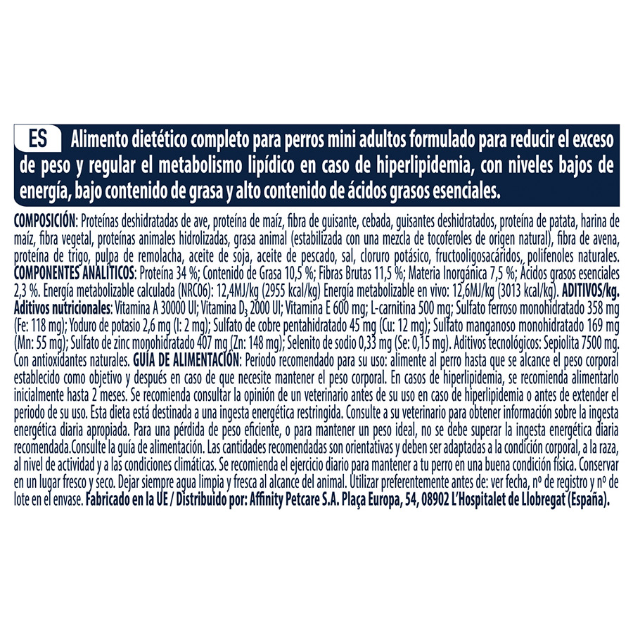 1,5 kg de ração Advance Veterinary Diets Weight Balance para cães Mini