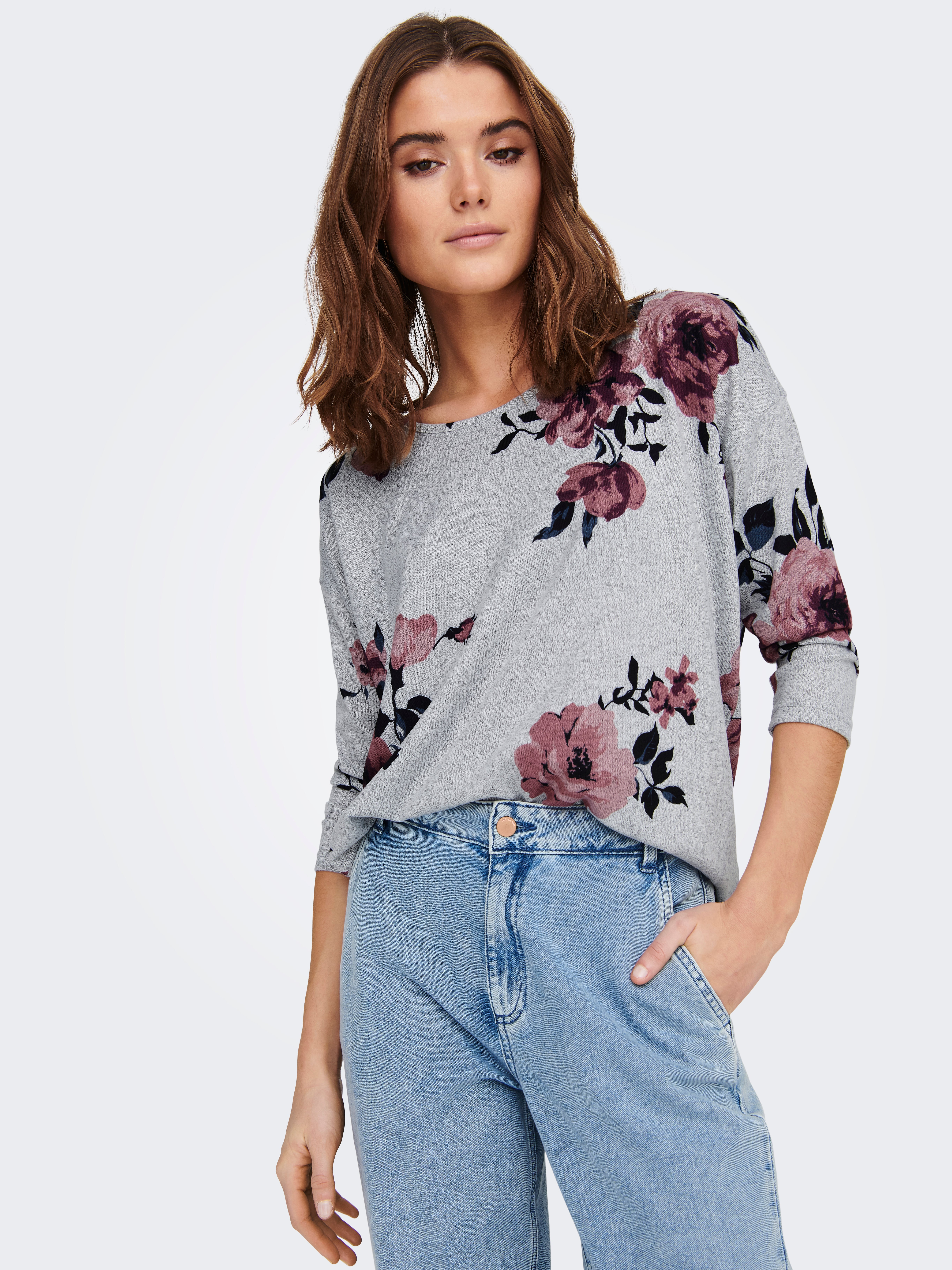 ONLELCOS Top Light Grey Melange