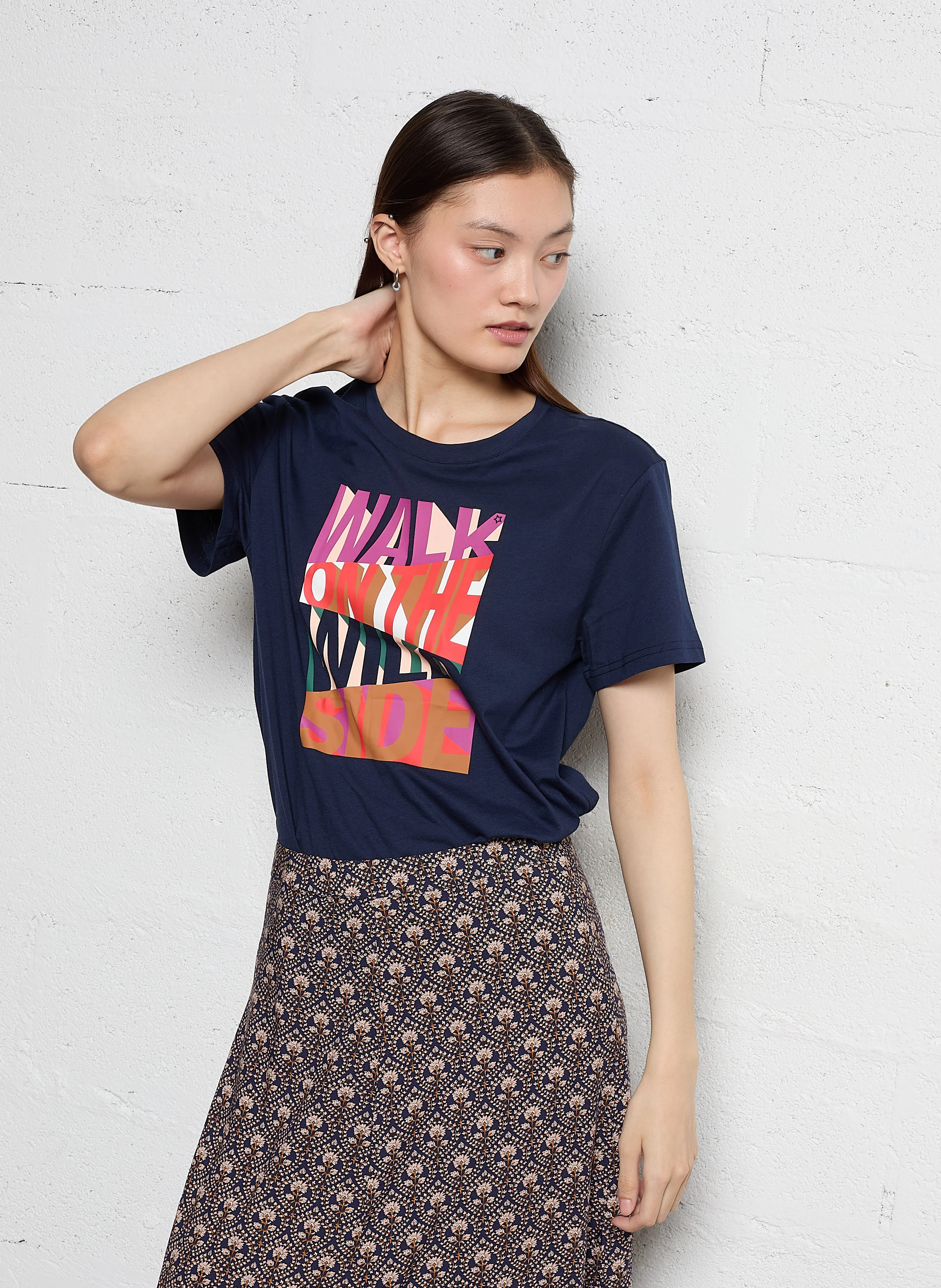 TALK - Tee-shirt sérigraphié en coton | Bleu
