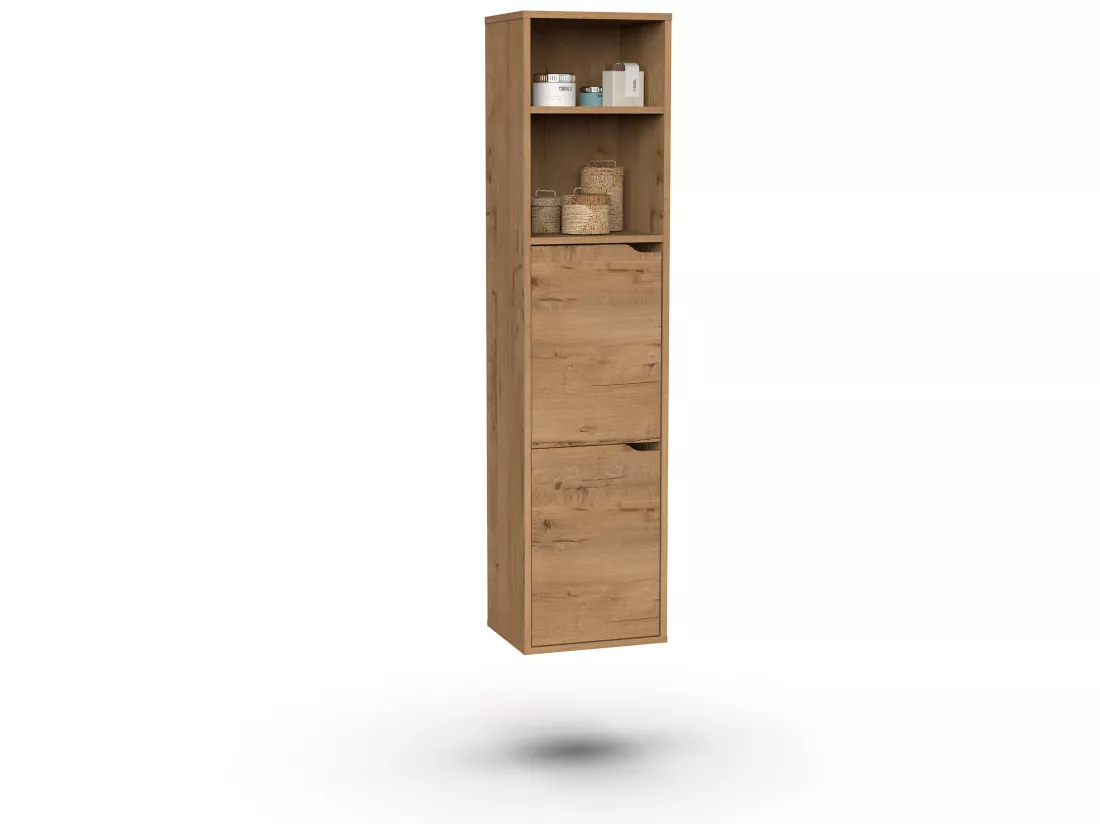 Colonne SDB coloris chêne doré - Hauteur 150 x Longueur 36 x Profondeur 30 cm