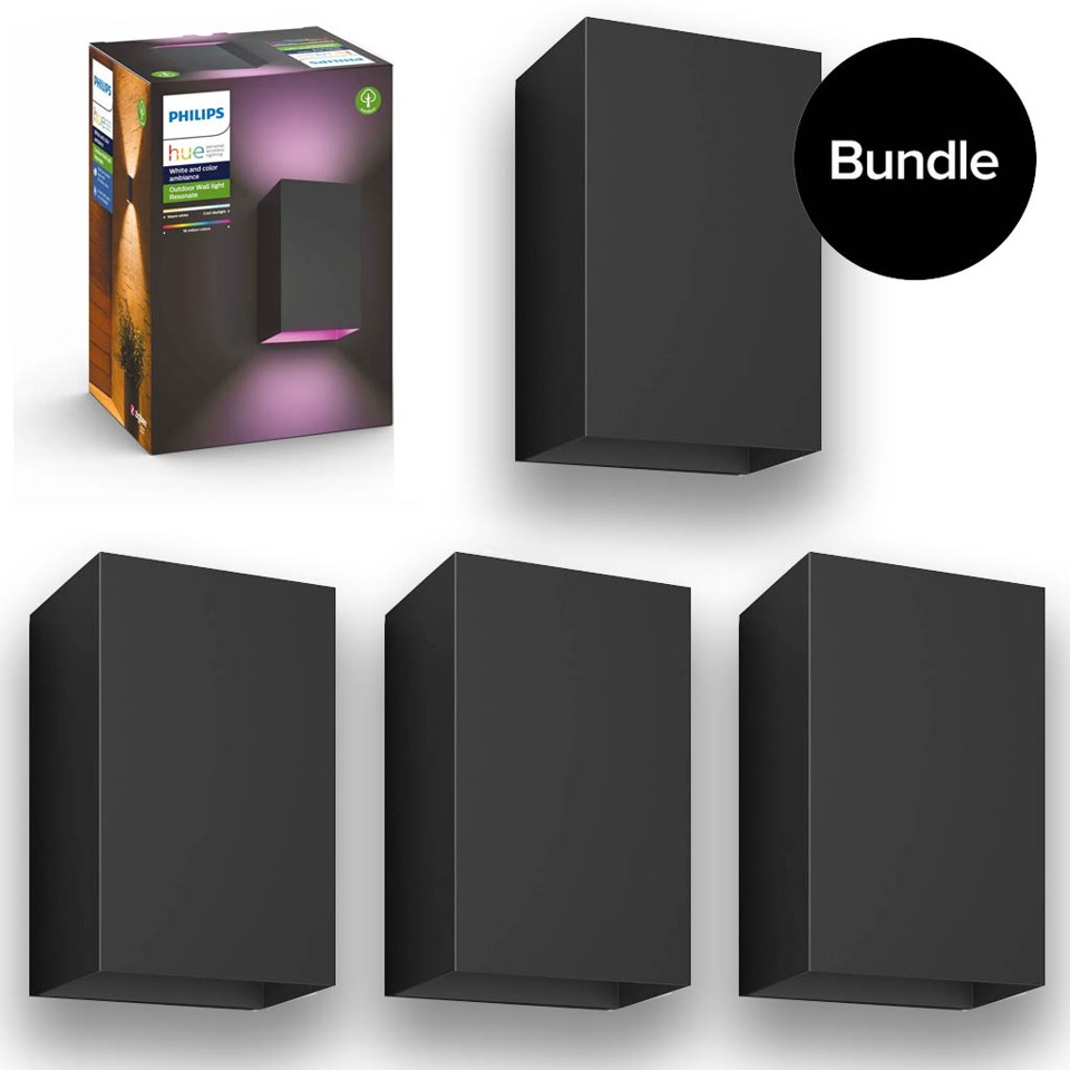 Philips Hue - 4x Resonate Udendørs Væglampe - White & Color Ambiance - Bundle