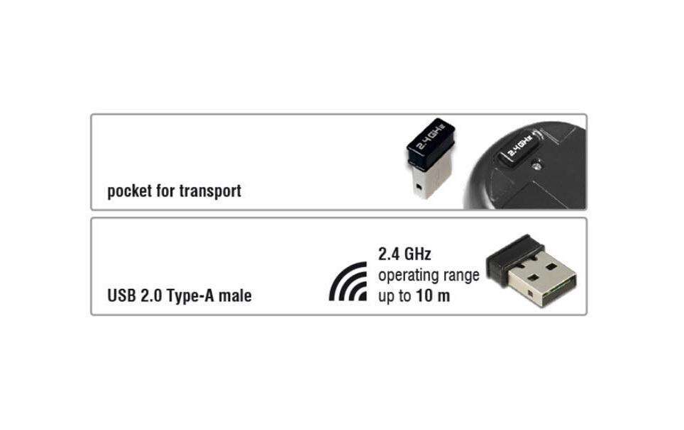 Mobile Maus 12494 USB kabellosKompakte Wireless-Maus mit Nano-USB-Empfänger