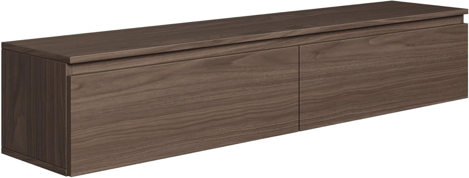 Selsey Hängeboard Bemmi 28,4x150x31,8 cm, Minimalistisches TV Lowboard, Wisconsin-Walnuss, Hochwertige Spanplatte mit ABS-Kanten, Zwei Klappenfächer,Melaminbeschichtet, Ideal fürs Wohnzimmer