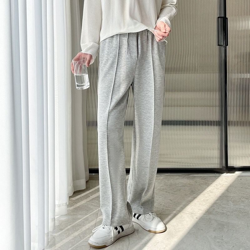 Nightbell - Mid Rise Plain Straight Leg Broek