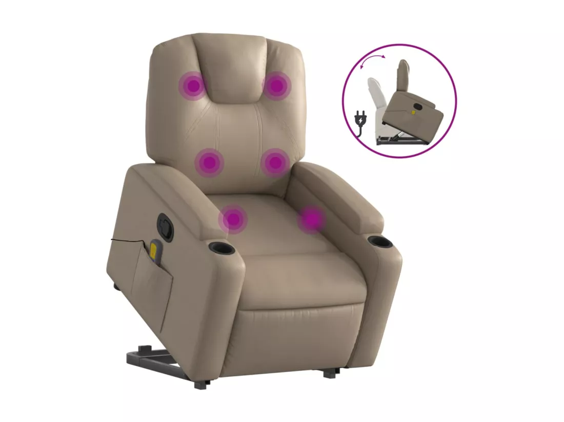 Fauteuil inclinable massant Cappuccino Similicuir