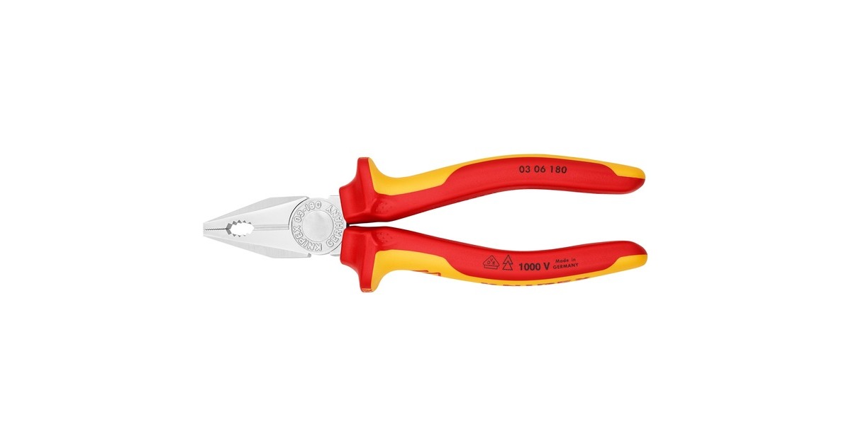 KNIPEXCombitang 03 06 180 combinatietang  (Rood/geel, VDE-getest)
