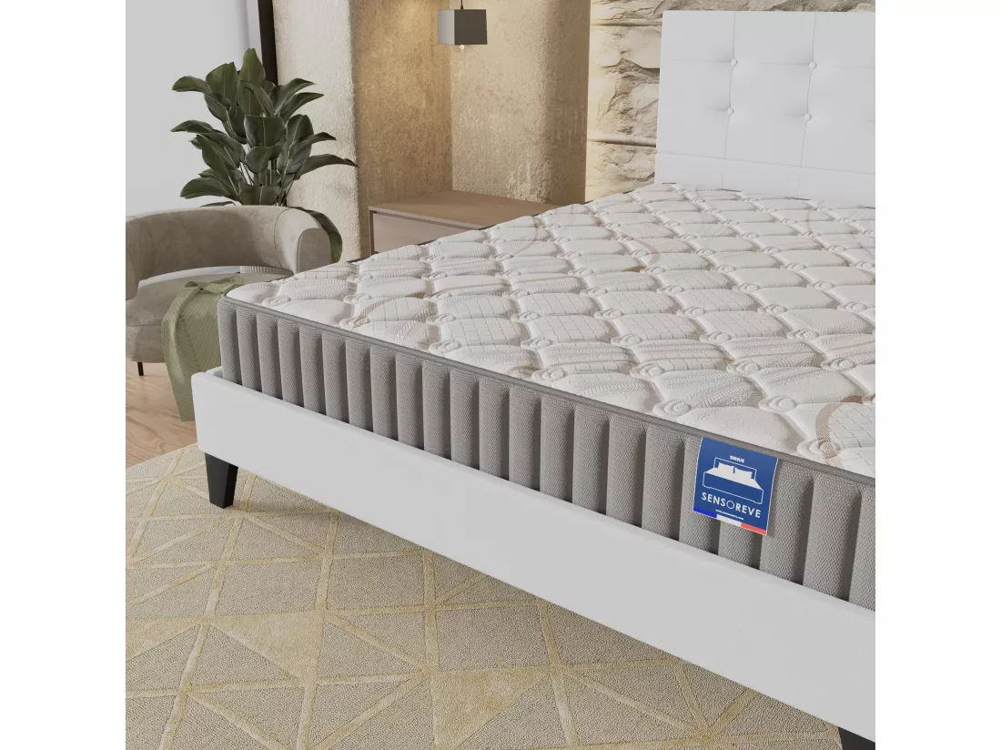 Ensemble Matelas + Lit Avec Tête De Lit 120x190 Cm, Sirius 16cm D’épaisseur Latex Naturel