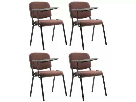 Lot de 4 Chaise de conférence - Tissu & Métal noir mat - Marron - Ken