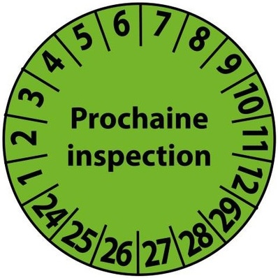 Pastilles - Prochaine inspection ø25 mm - Polymère Laminé