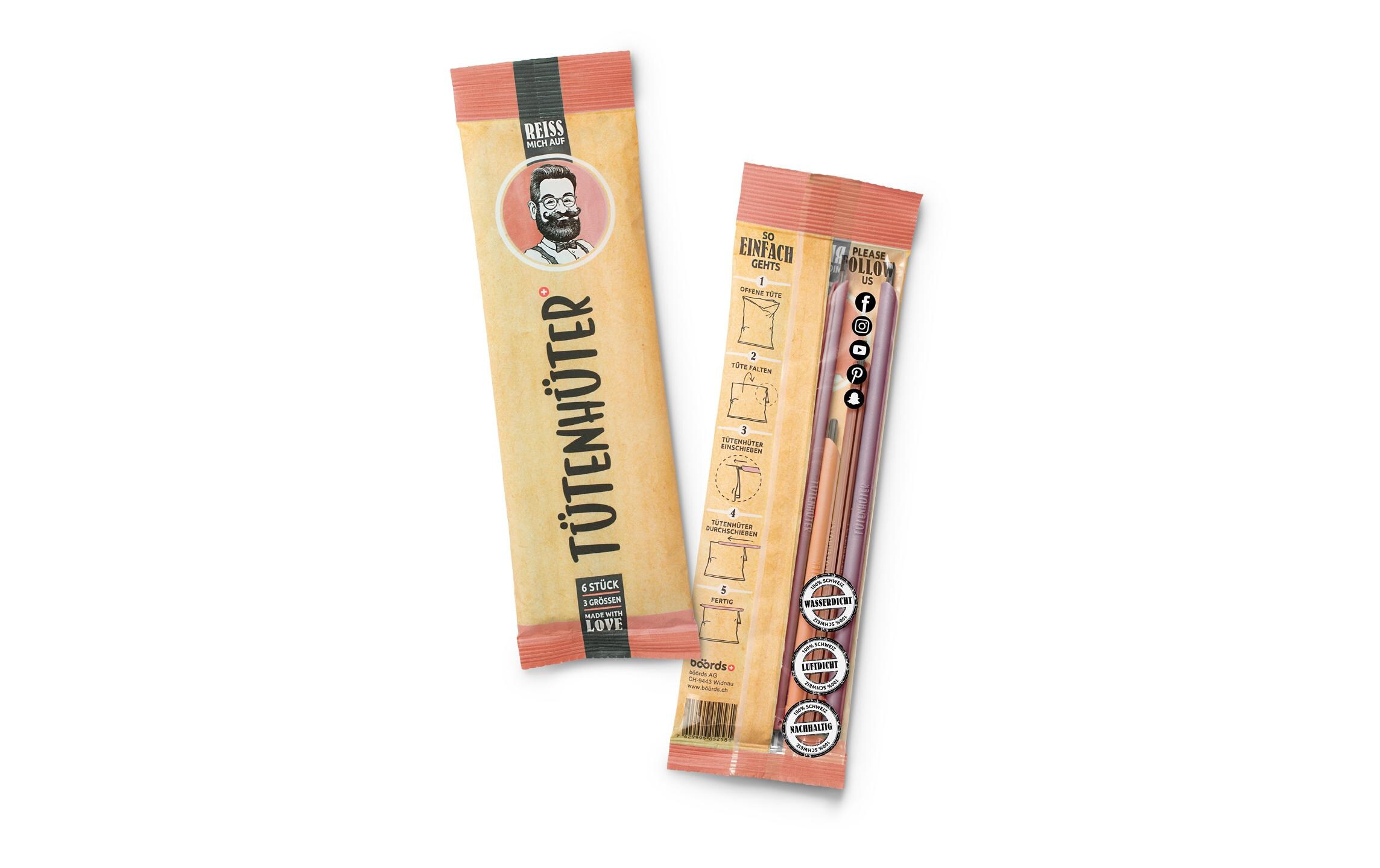 Verschlussclip 6 Stück, KorallenrotTütenhüter-Set