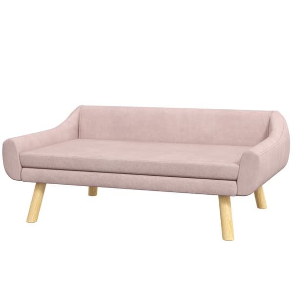 Hundesofa Elegant Kattesofa Med Ryggstøtte, Ideell For Mellomstore/Store Hunder, Fløyel, Rosa, 102X58,5X42,5 Cm