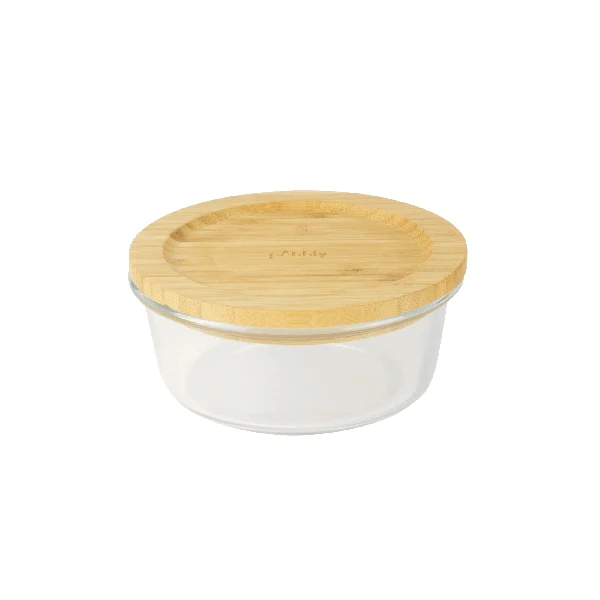 Boîte ronde verre bambou 620 ml Pebbly
