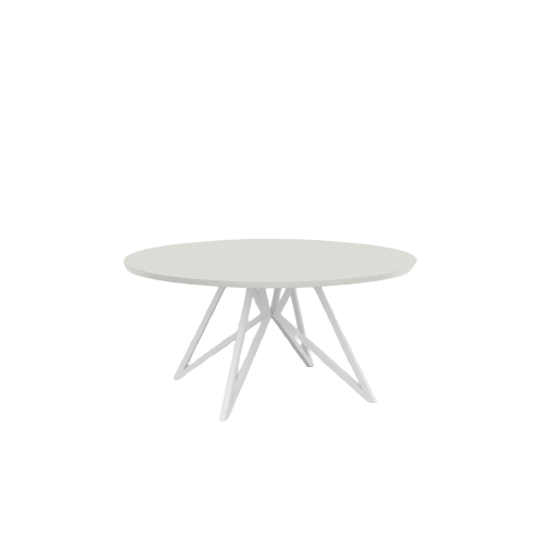 Studio HENK tafel Butterfly Rond QuadpodXL - zwart frame, HPL Fenix bianco kos ⌀160 | HPL Fenix Bianco Kos | Rechte Rand | Frame Zwart