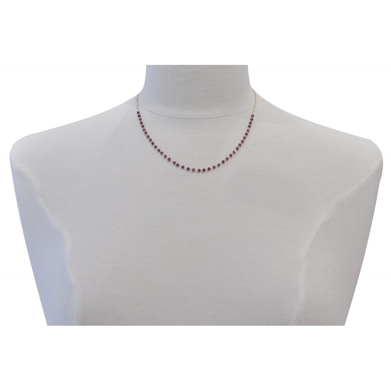 Collier Plaqué Or Perles Facettées de Grenat