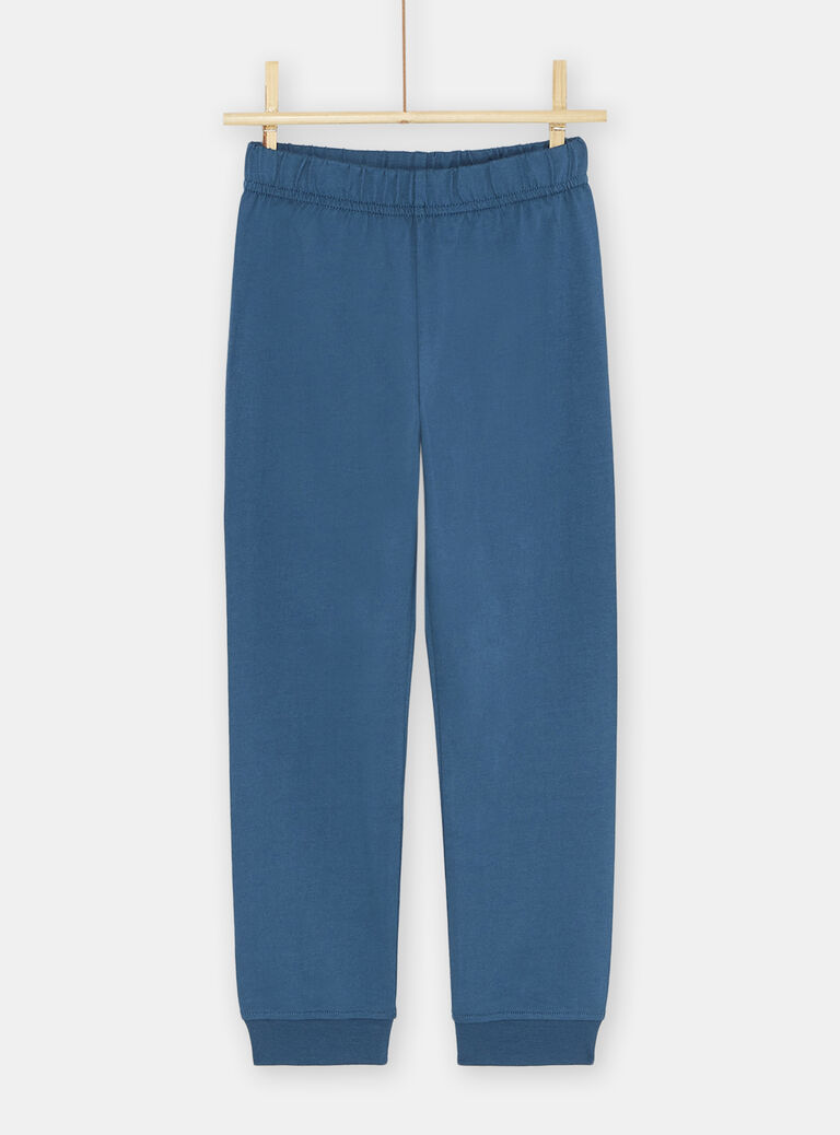 Pyjama bleu et beige à motif paresseux garçon