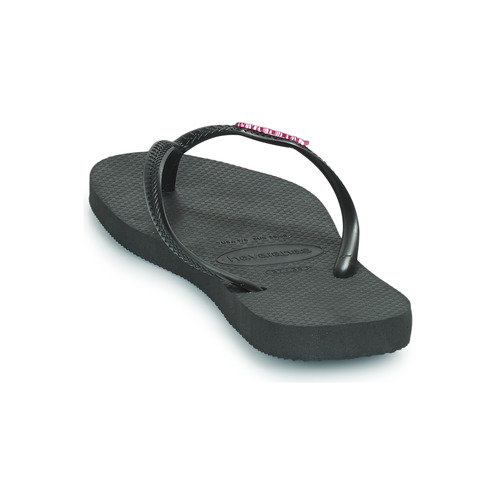 Havaianas - SLIM LOGO METALLIC - Noir / Rose