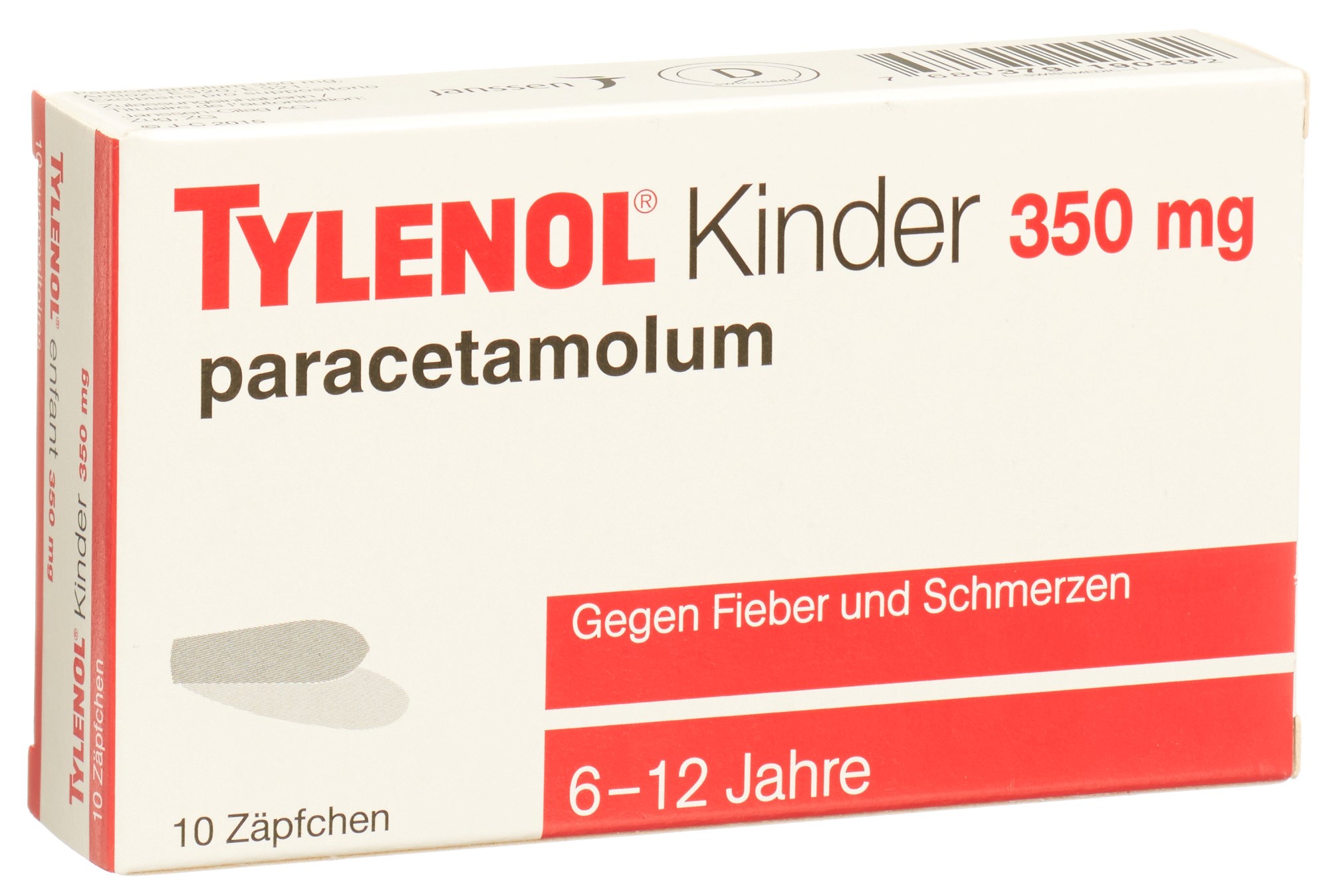 Tylenol Kinder 350 mg<br>10 Stück, Blister, Zäpfchen