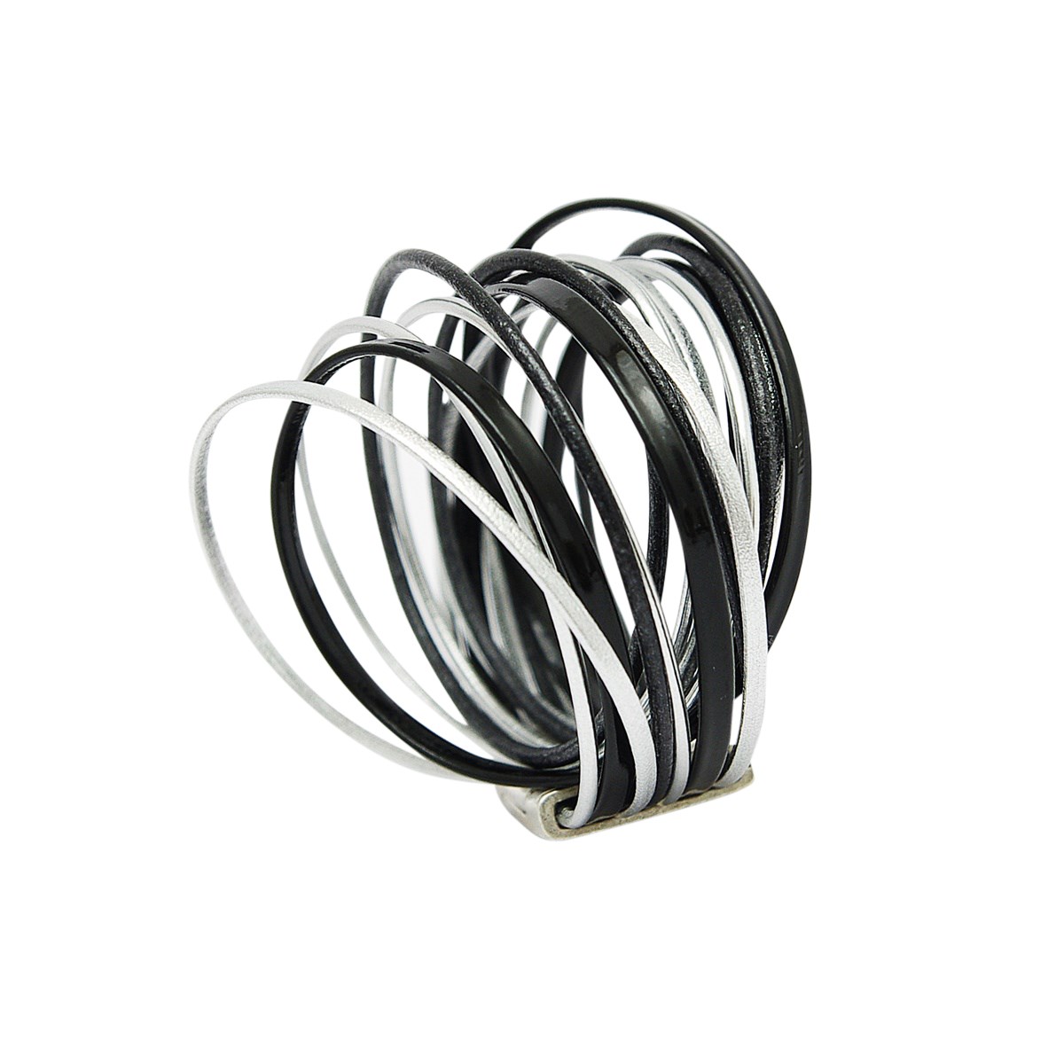 Bracelet en cuir multiliens noir femme Amarok
