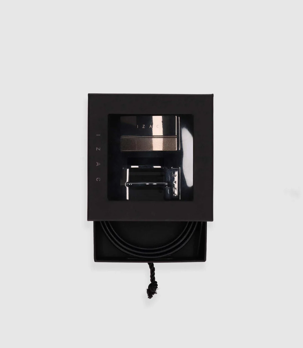 Coffret ceinture réversible en cuir noir et marine COFF20