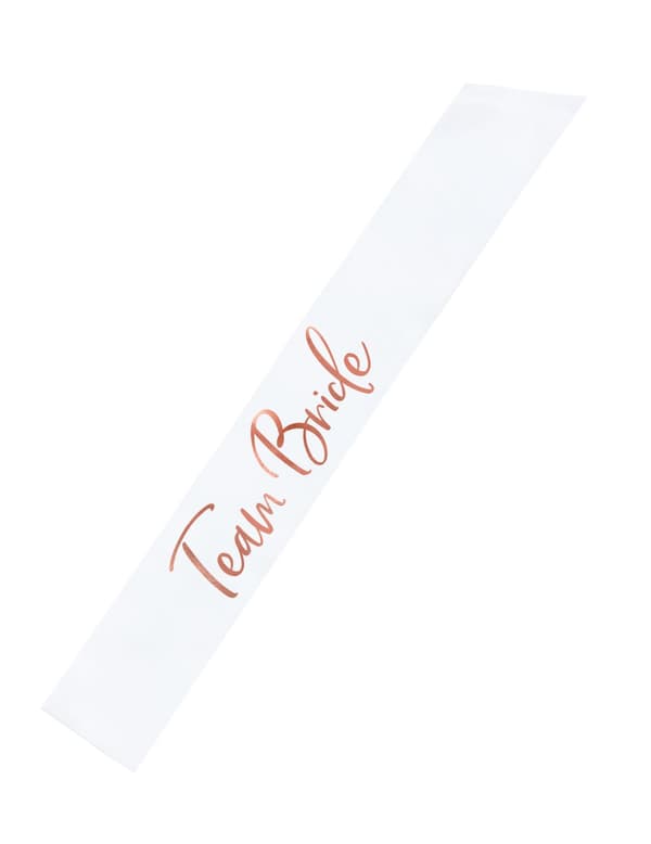 Hvit-rosa tømmerpikebånd «team bride» 75 cm. Size-Standard