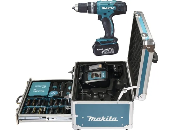 Makita DHP453RFX2 - Hammerbor/skruemaskine - ledningfri - 2-hastigheders - nøgleløs borepatron 13 mm - 42 N·m - 2 batterier - 18 V