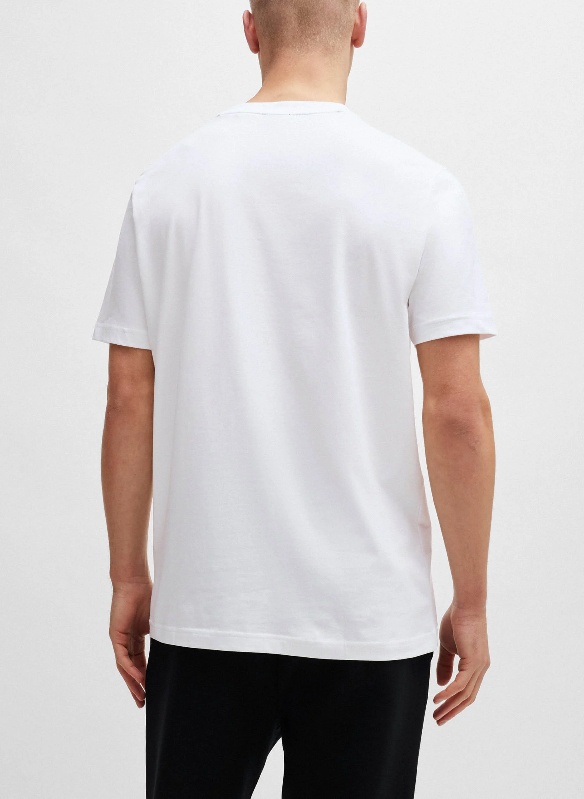 Tee-shirt col rond en coton mélangé | Blanc