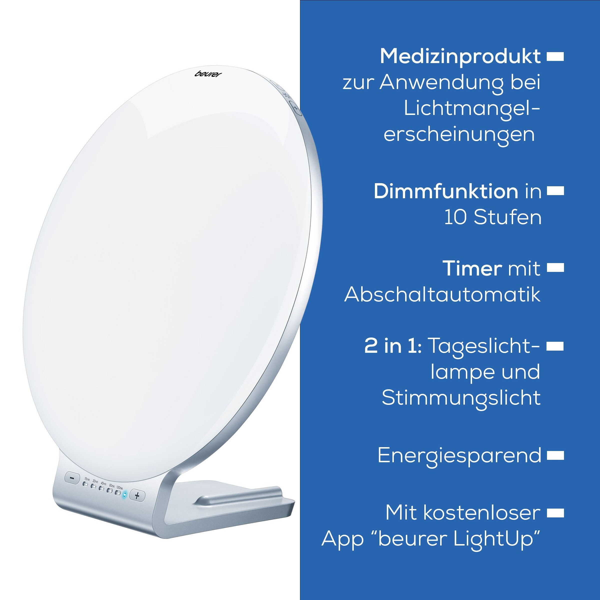 BEURER Tageslichtlampe »TL 100 mit 10.000 Lux Lichtstärke bei 10 cm Abstand« Farbwechsler Stimmungslicht mit Farbwechselfunktion, Timer, Dimmer, Medizinprodukt