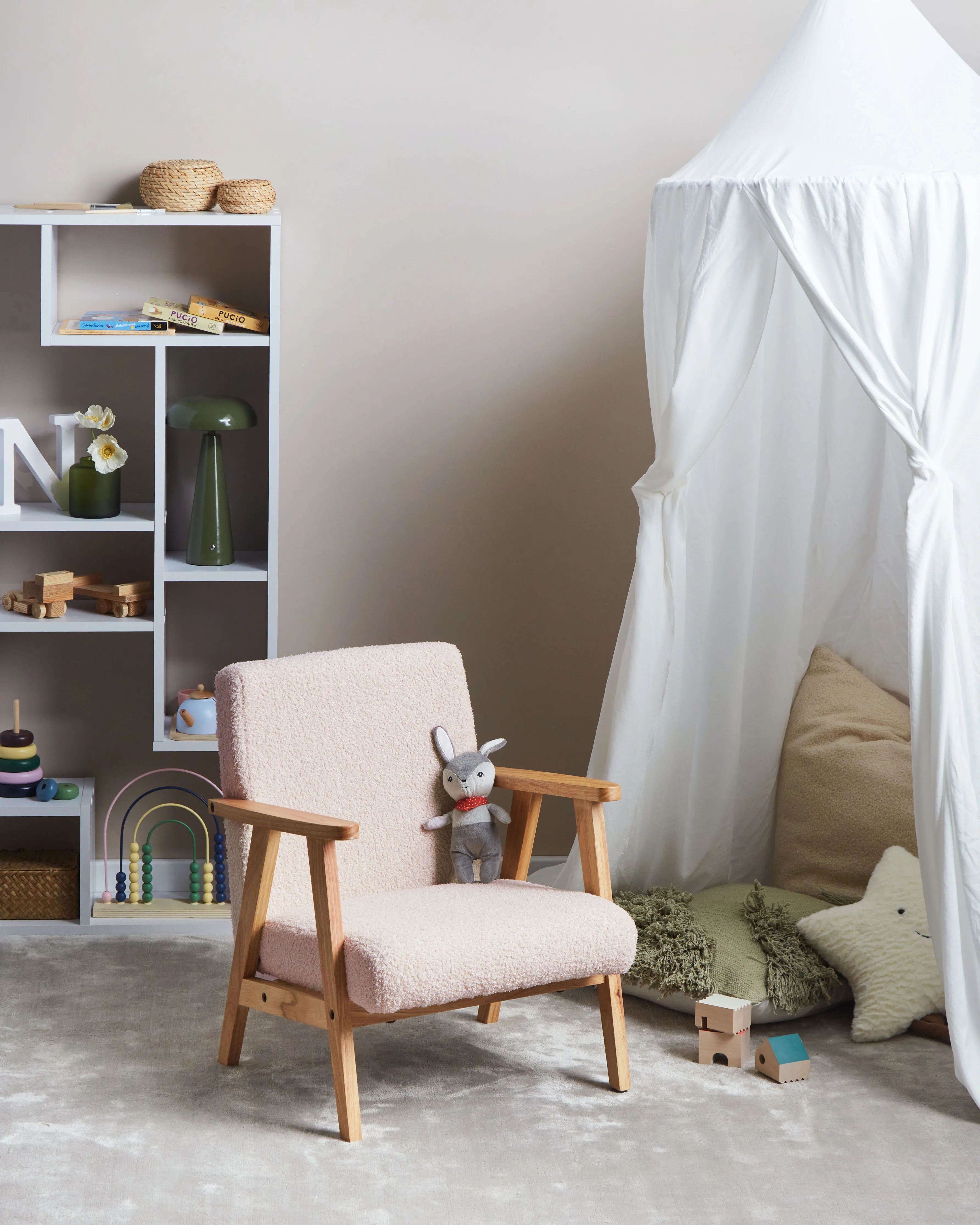 Kinderfauteuil LINDE Bouclé Pastelroze