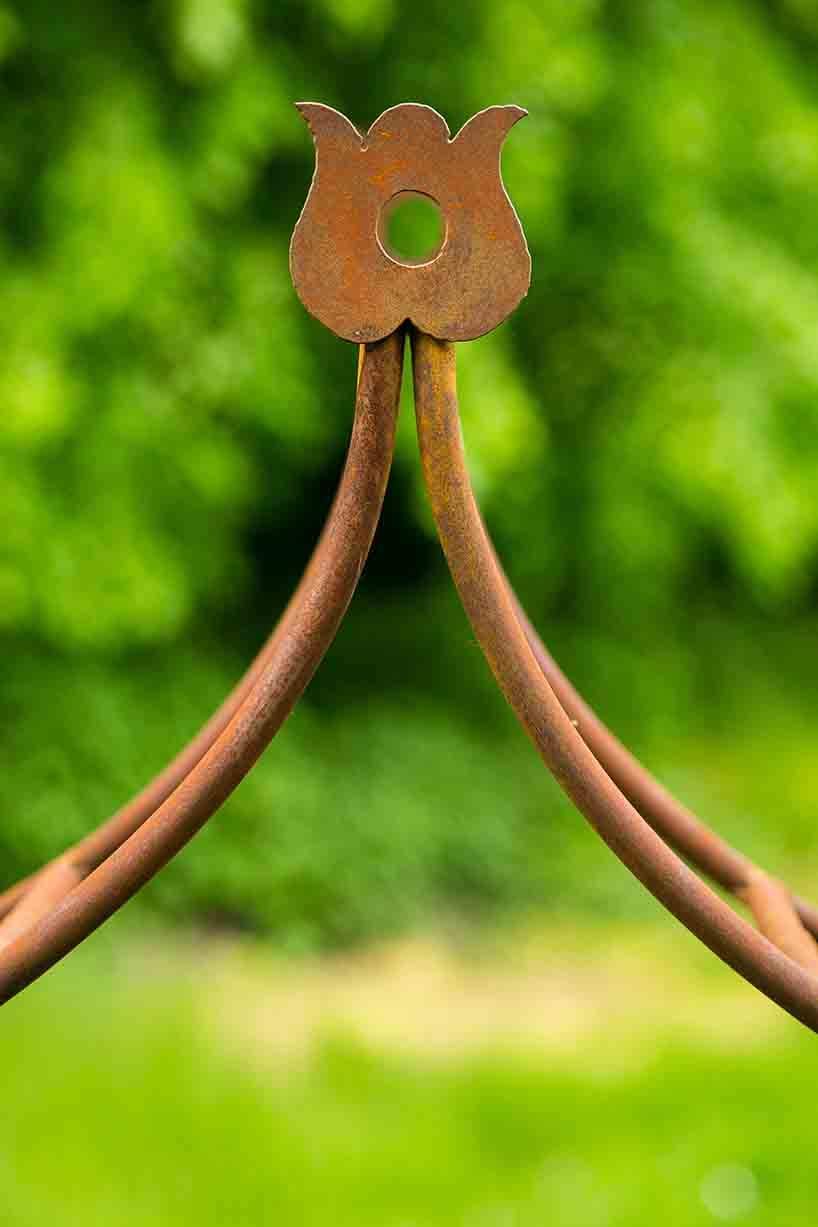 KUHEIGA Filigraner Rosenbogen in Rost B: 95cm Rankbogen aus Metall in Edelrost